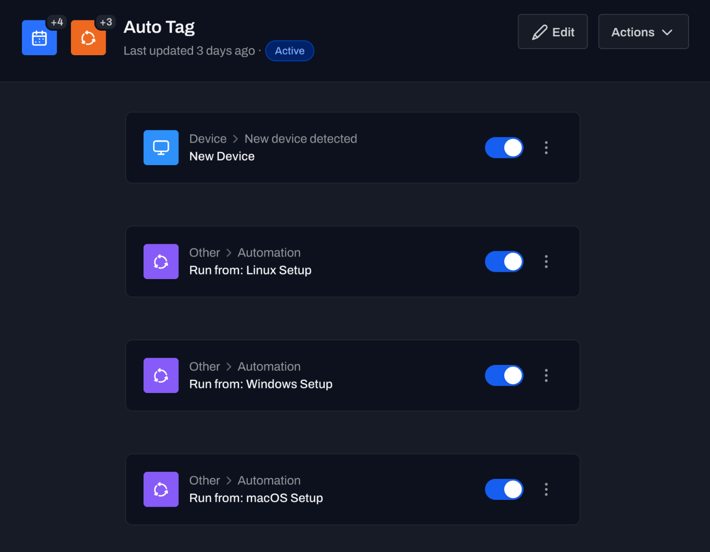 Auto tag automation for new devices