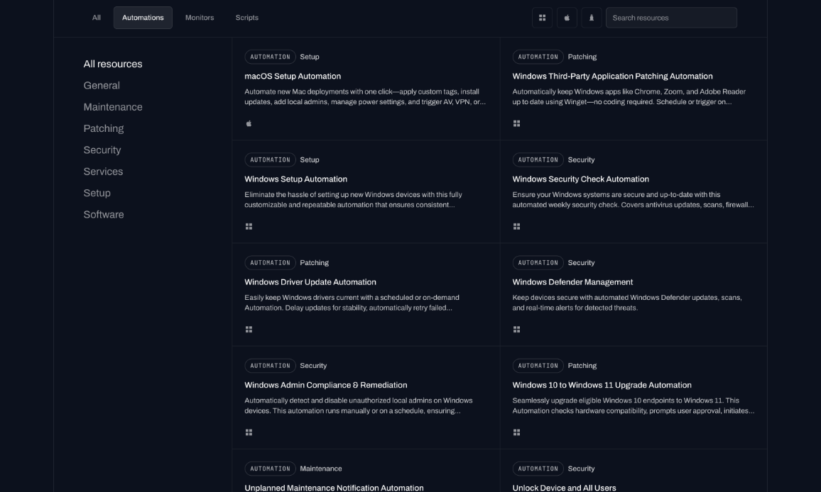 prebuilt automation library
