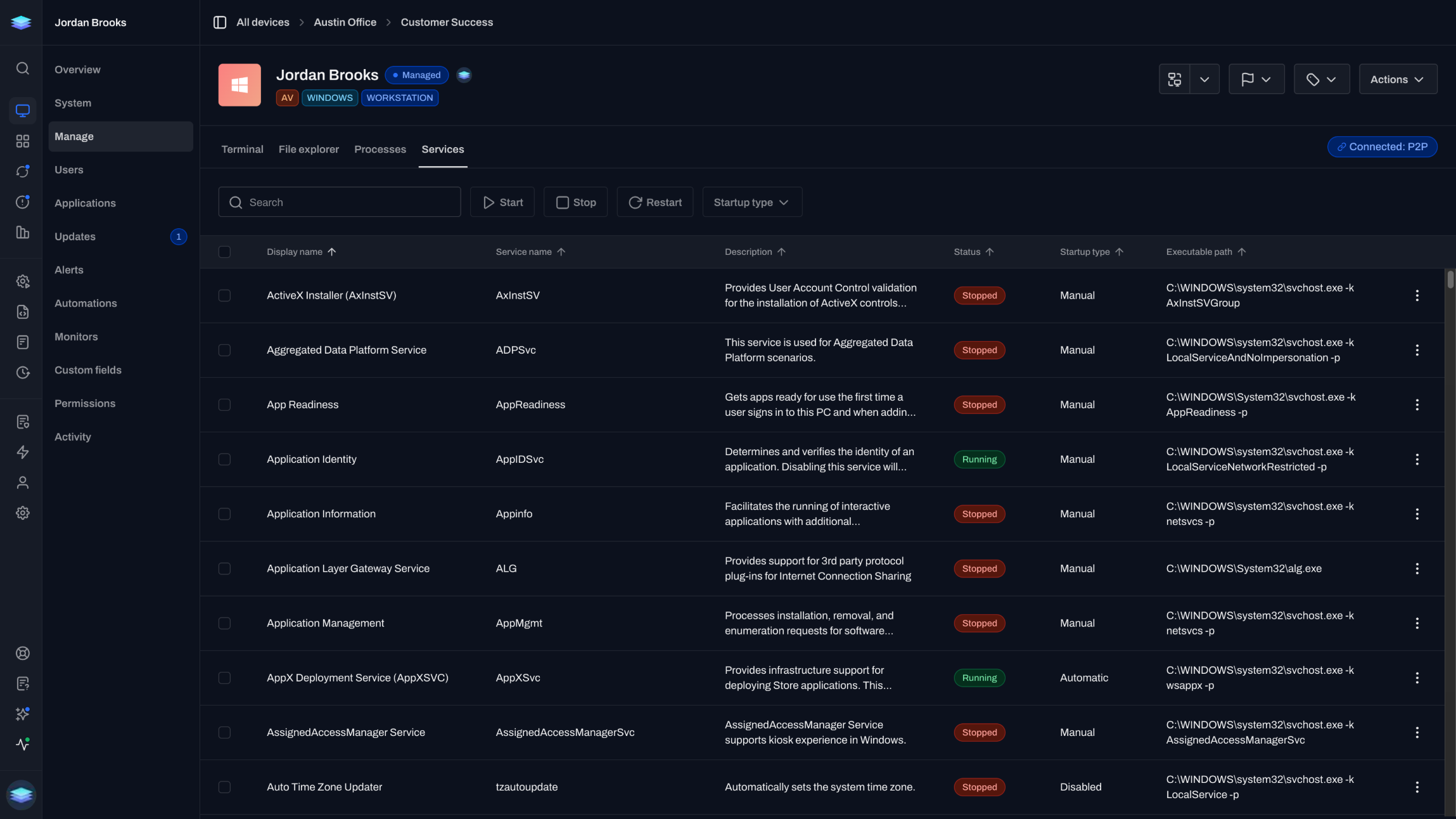 A visual of Level background management interface.