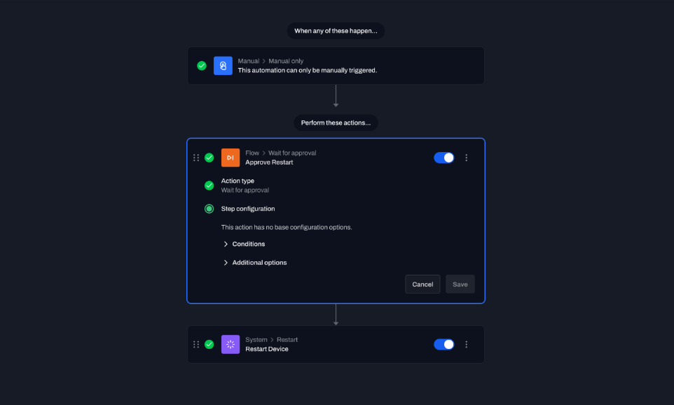 an approval gate between patch rollout waves