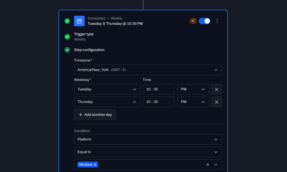 patch scheduling and device-scope controls