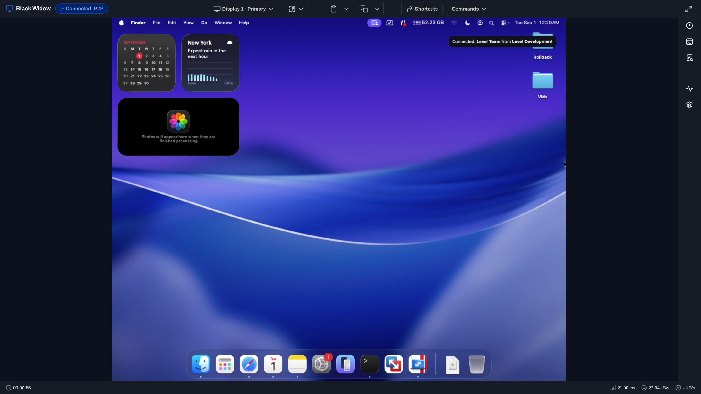 A visual of macOS remote control session.
