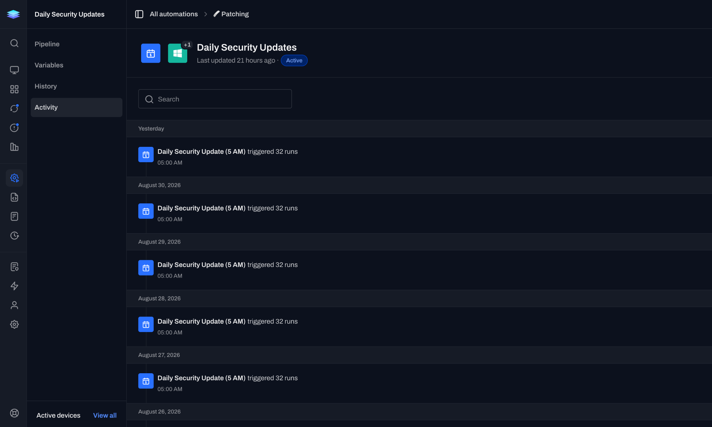 Windows patching activity on a schedule
