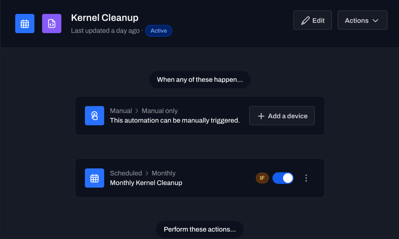 Kernel cleanup automation on schedule
